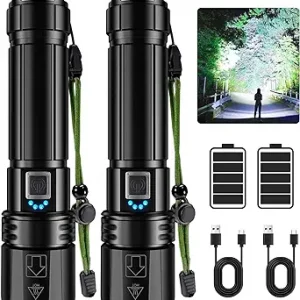 Flashlights High Lumen Rechargeable, 990,000 Lumens Super Bright LED Flashlight, High Powered Flash Light with 5000 mAh Capacity, Waterproof Handheld Flashlight for Camping Hiking(2 Pack) Flashlights High Lumen Rechargeable, 990,000 Lumens Super Bright LED Flashlight, High Powered Flash Light with 5000 mAh Capacity, Waterproof Handheld Flashlight for Camping Hiking(2 Pack)